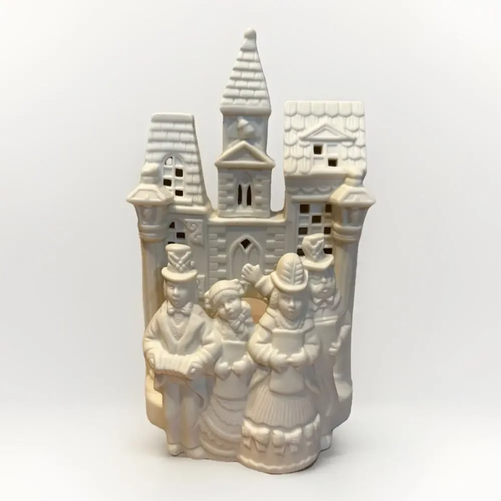 Partylite #PO204 Village Christmas Victorian Carolers, Bisque Porcelain Tealight